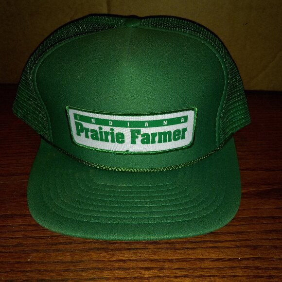 Vintage Prairie Farmer Indiana Cap Hat Trucker Green White Mesh  Adjustable - Picture 1 of 6